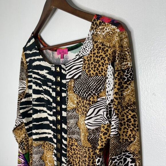 Max & Rina Artsy Animal Print Vintage Casual Long Sleeve Size L Women's - Picture 2 of 8